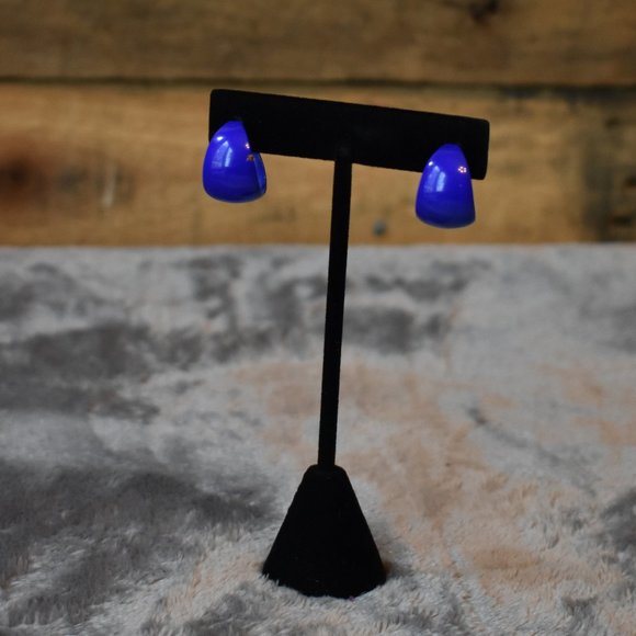 🔥 3/$15 Vintage 80's Small Blue Hoop Earrings - Picture 3 of 9